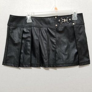 Lip Service skirt Medium manmade faux Vegan leather pleated micro mini VINTAGE